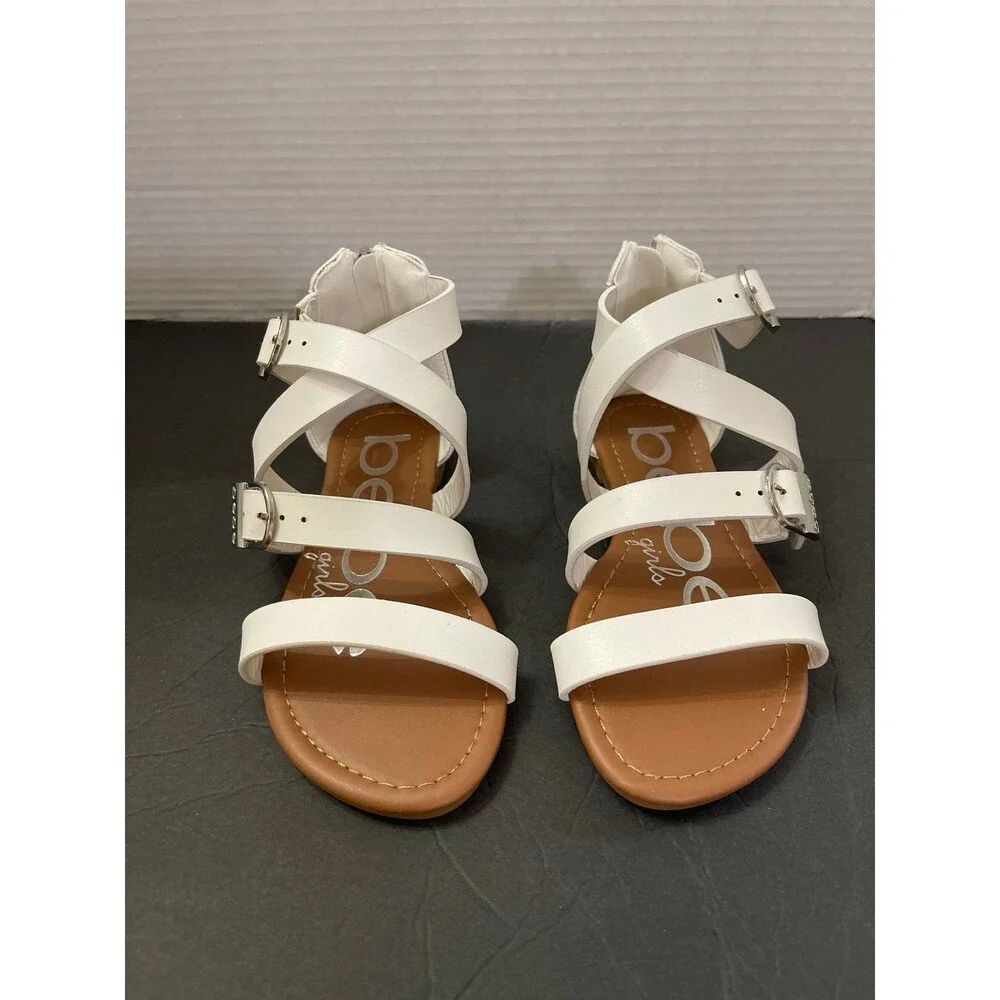 Bebe Girls Strappy Gladiator Sandals White Size 1 New